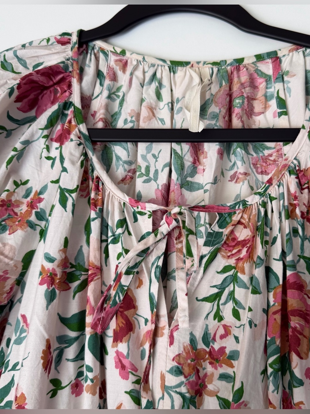 Anthropologie Somerset Pink Floral Smocked Puff Sleeve Tiered Midi Dress - Picture 5 of 5